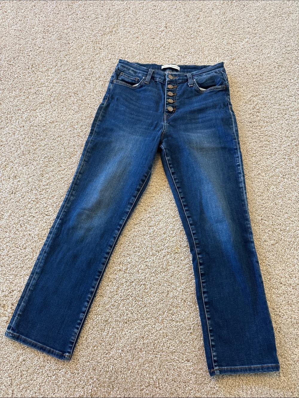High-Rise Button-Fly Women's Jeans - Dark Blue